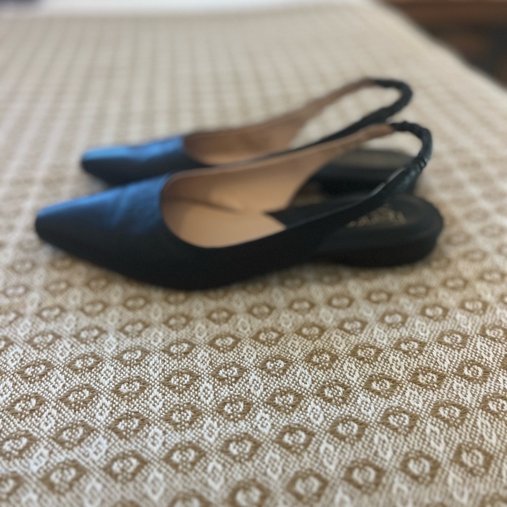 Franco Sarto Elegant Marcy Butter Leather Black Slingback Women's Shoes